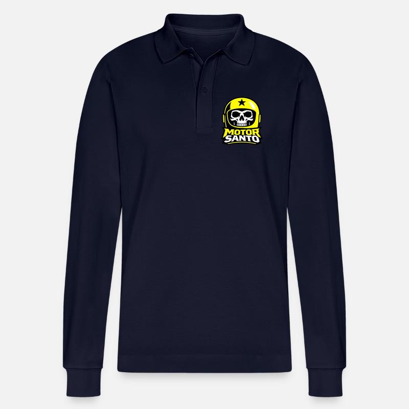 Motor Santo Schädel Logo - Stanley/Stella Unisex Bio-Langarm-Poloshirt Prepster - Navy