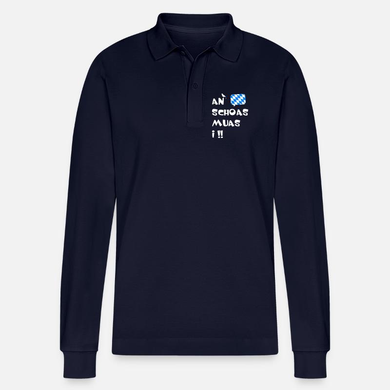 Bayerischer Dialekt An Schoas muas i. - Stanley/Stella Unisex Bio-Langarm-Poloshirt Prepster - Navy