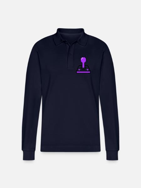 Arcade Joystick Retro Console - Stanley/Stella Organic Unisex Long-Sleeved Polo Shirt Prepster - navy
