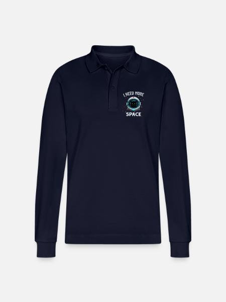 i need more space - Stanley/Stella Organic Unisex Long-Sleeved Polo Shirt Prepster - navy