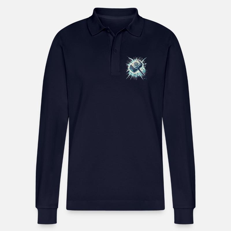 Mjölnir Kraftschlag Illustration - Stanley/Stella Unisex Bio-Langarm-Poloshirt Prepster - Navy