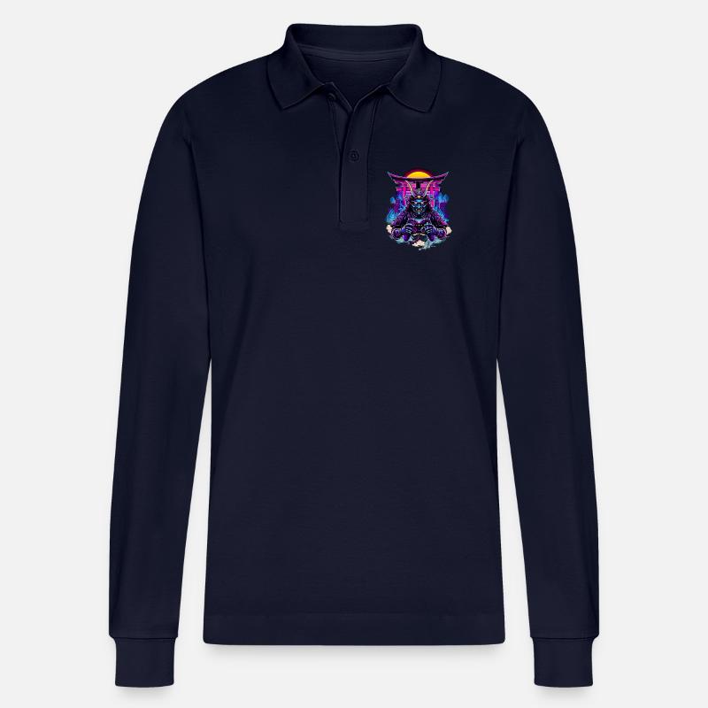 Samurai Maske gaming Controller Sythwave gaming  - Stanley/Stella Unisex Bio-Langarm-Poloshirt Prepster - Navy