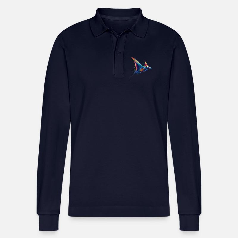 Manta Rochen Teufelsrochen Stachelrochen Taucher - Stanley/Stella Unisex Bio-Langarm-Poloshirt Prepster - Navy