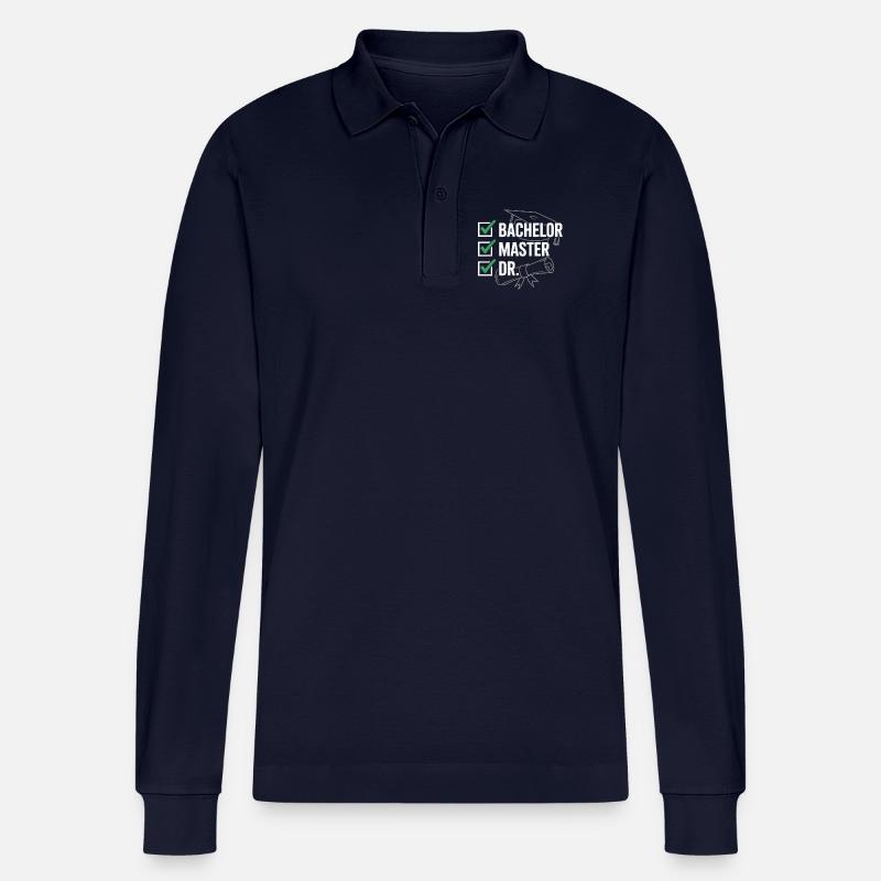 Abschlussbanner Bachelor Master Dr - Stanley/Stella Unisex Bio-Langarm-Poloshirt Prepster - Navy