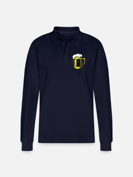 Beer Mug Symbol Beer - Stanley/Stella Organic Unisex Long-Sleeved Polo Shirt Prepster - navy