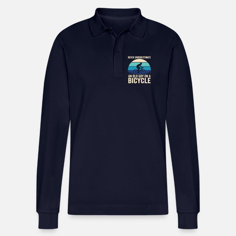 Never Underestimate Old Guy Bicycle - Stanley/Stella Unisex Bio-Langarm-Poloshirt Prepster - Navy