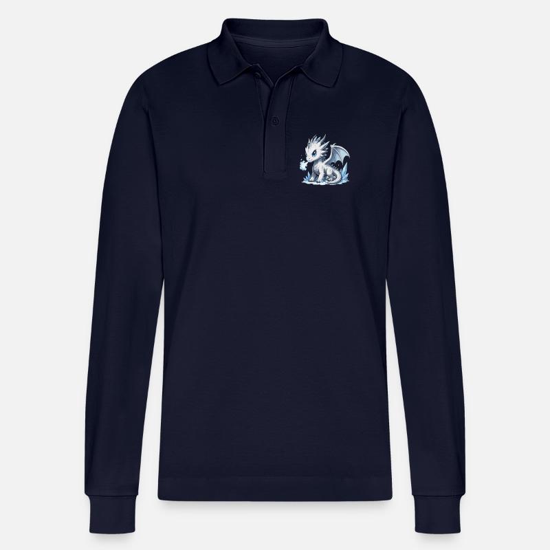 Kristall-Eisdrache - Stanley/Stella Unisex Bio-Langarm-Poloshirt Prepster - Navy