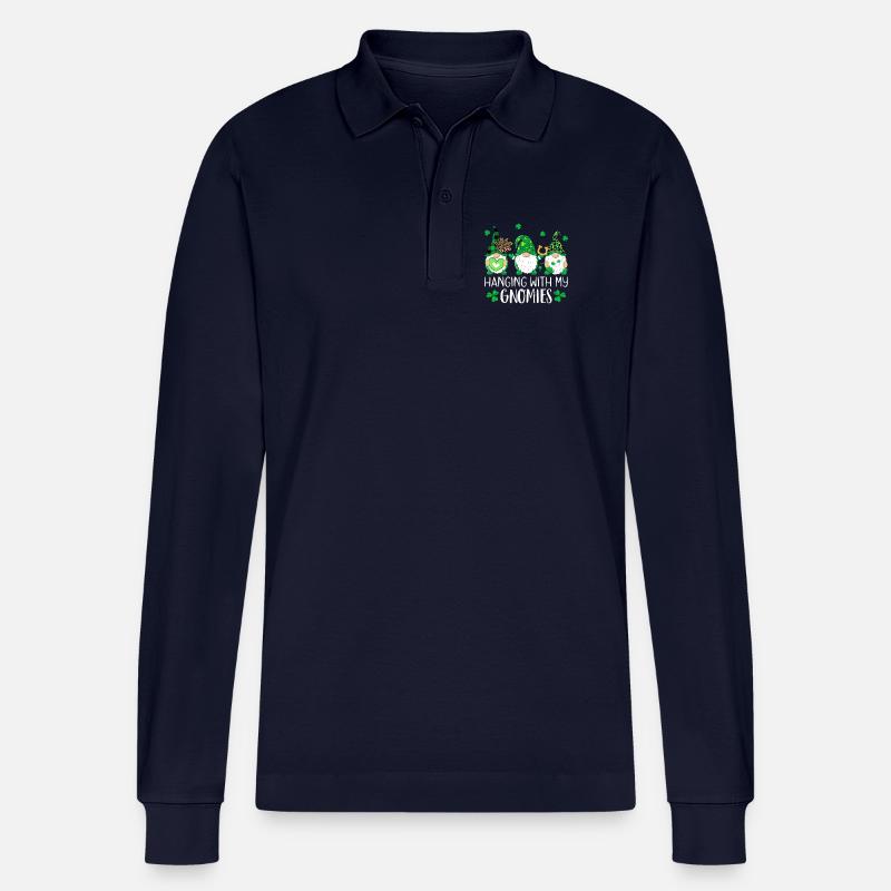 Gnomies St. Patrick Trio - Stanley/Stella Unisex Bio-Langarm-Poloshirt Prepster - Navy