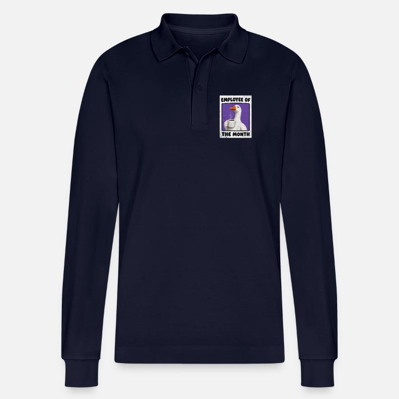 Lustiges Mitarbeiter des Monats Kaffee - Stanley/Stella Unisex Bio-Langarm-Poloshirt Prepster - Navy