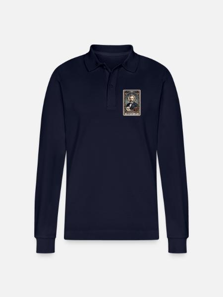 Rutherford B. Hayes Tarot Card - Stanley/Stella Organic Unisex Long-Sleeved Polo Shirt Prepster - navy