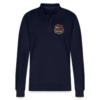 Barschmodus – Barschangler Raubfisch Spruch - Stanley/Stella Unisex Bio-Langarm-Poloshirt Prepster - Navy - Vorne - Anna (173cm)