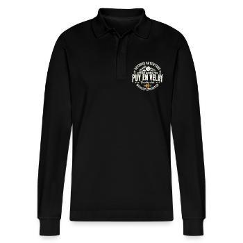 Le Puy en Velay outdoor Auvergne - Stanley/Stella Organic Unisex Long-Sleeved Polo Shirt Prepster - black - Front - Anna (173cm) & Nico (186cm)