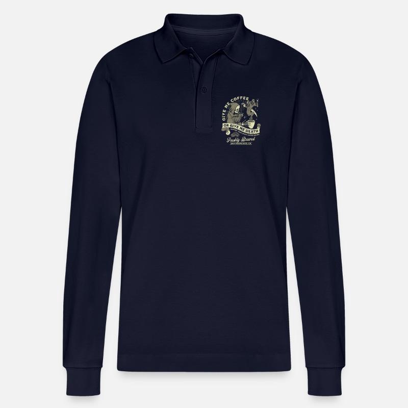 Kaffee oder Tod: Frisch Gebrüht - Stanley/Stella Unisex Bio-Langarm-Poloshirt Prepster - Navy
