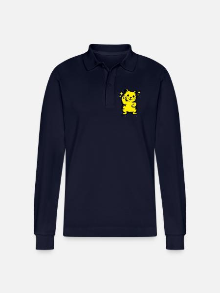 Hamster Cartoon - Stanley/Stella Organic Unisex Long-Sleeved Polo Shirt Prepster - navy