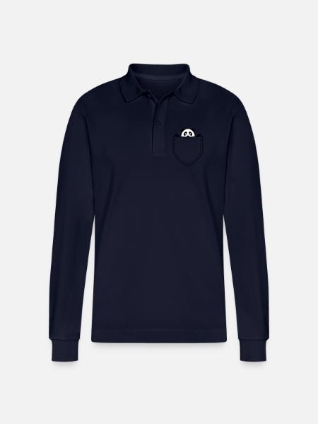 Panda in the bag - Stanley/Stella Organic Unisex Long-Sleeved Polo Shirt Prepster - navy