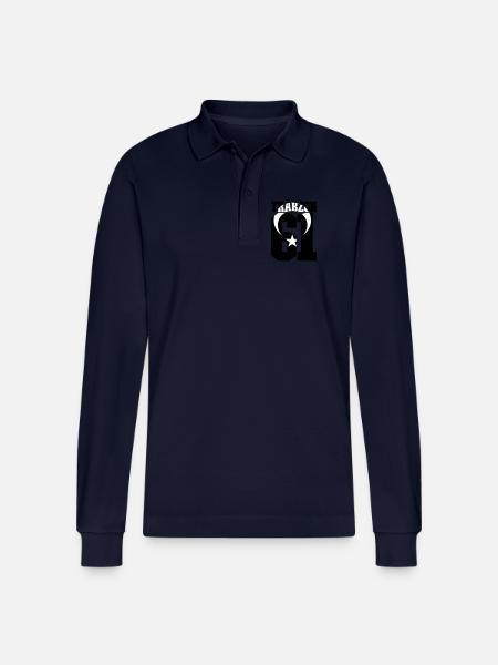 Trabzon 61Türkei Flagge - Stanley/Stella Unisex Bio-Langarm-Poloshirt Prepster - Navy