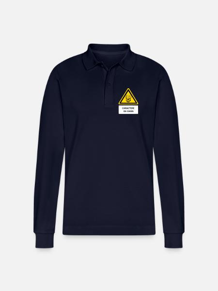 Dog character - Stanley/Stella Organic Unisex Long-Sleeved Polo Shirt Prepster - navy