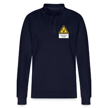 Pig character - Stanley/Stella Organic Unisex Long-Sleeved Polo Shirt Prepster - navy - Front - Anna (173cm)
