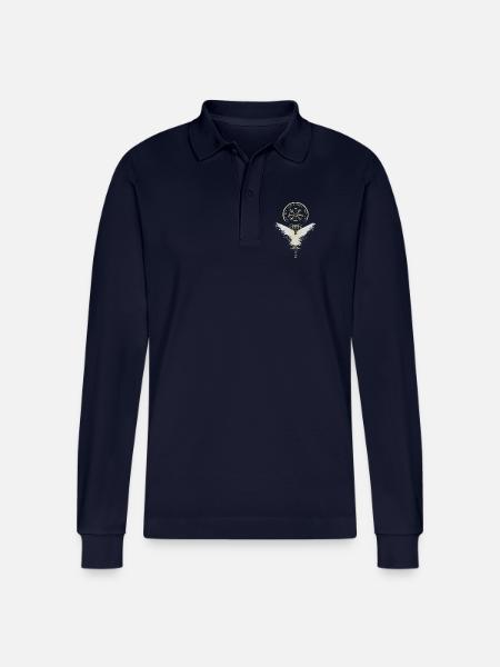 Vikings - Vegvísir - Raven - Compass - Runes - Stanley/Stella Organic Unisex Long-Sleeved Polo Shirt Prepster - navy