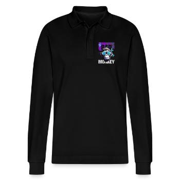 Bad Monkey Neon Sunglasses - Stanley/Stella Organic Unisex Long-Sleeved Polo Shirt Prepster - black - Front - Anna (173cm) & Nico (186cm)