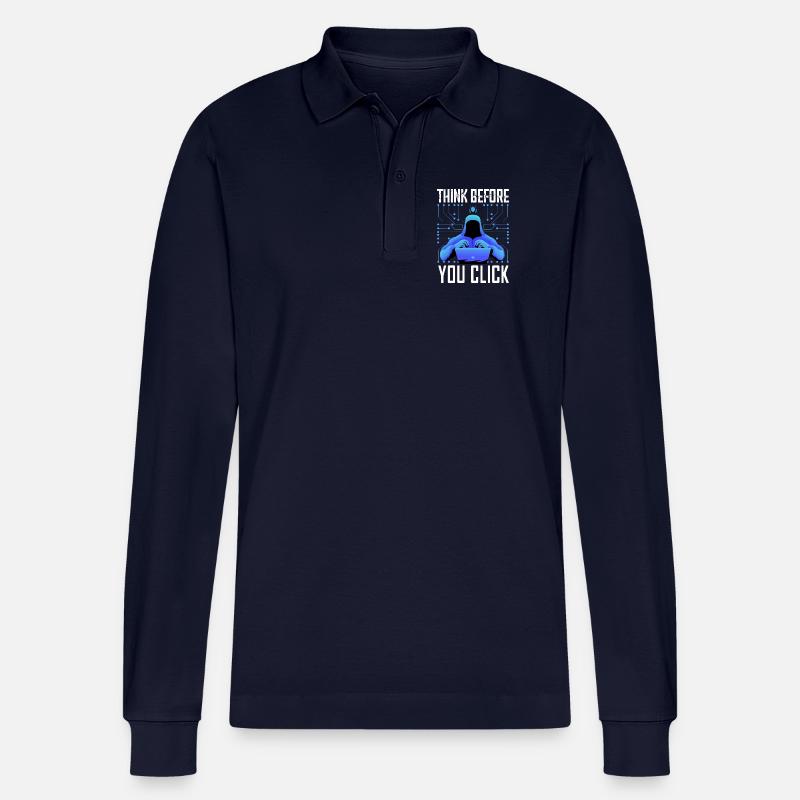 Hacker-Hacker-Hacker-Programmierer Linux Cybersicherheitsdaten - Stanley/Stella Unisex Bio-Langarm-Poloshirt Prepster - Navy