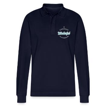 Camargue Winderful Spielplatz - Stanley/Stella Unisex Bio-Langarm-Poloshirt Prepster - Navy - Vorne - Anna (173cm)