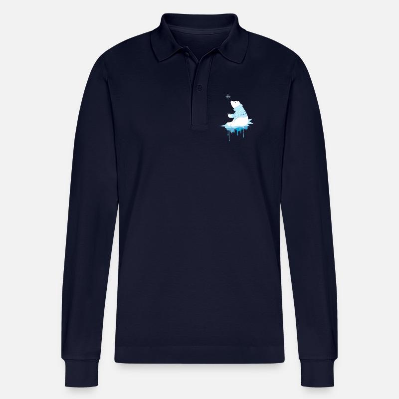 Eisbär mit Schneeflocken - Stanley/Stella Unisex Bio-Langarm-Poloshirt Prepster - Navy