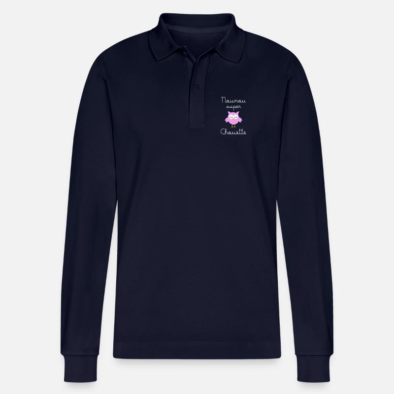 Nounou super chouette (écrit blanc) - Polo à manches longues bio PREPSTER Stanley/Stella Unisexe - bleu marine