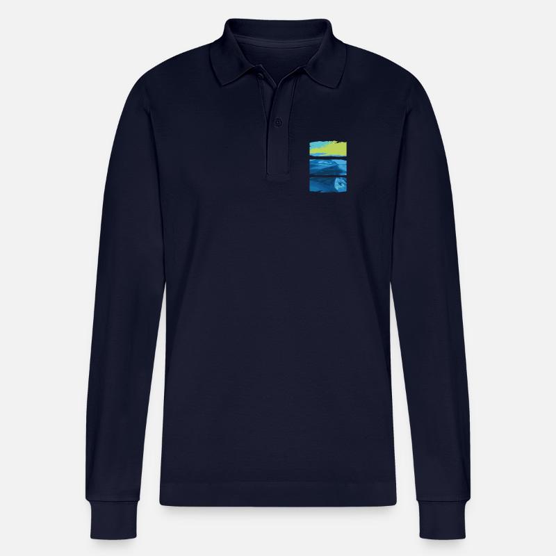 Blaugrüne Landschaft Meer - Stanley/Stella Unisex Bio-Langarm-Poloshirt Prepster - Navy