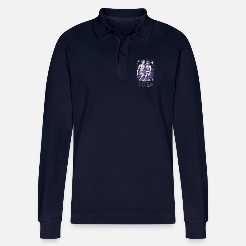 Zwillinge Sternzeichen - Astrologie - Stanley/Stella Unisex Bio-Langarm-Poloshirt Prepster - Navy