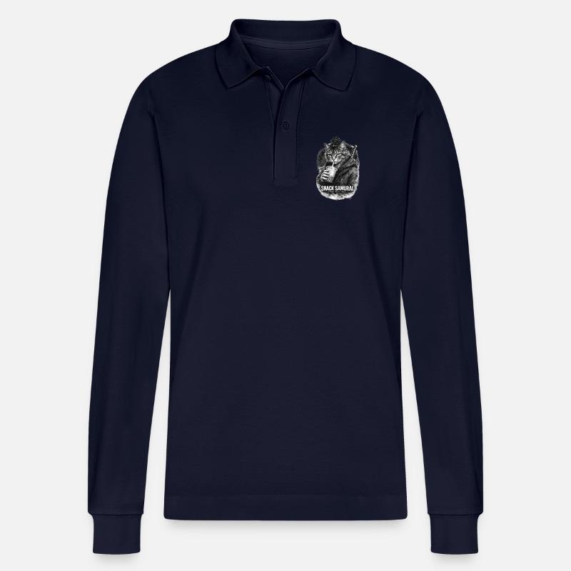Snack Samurai Katze I - Stanley/Stella Unisex Bio-Langarm-Poloshirt Prepster - Navy