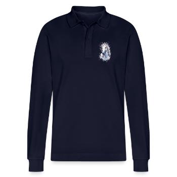 Cheval blanc - Polo à manches longues bio PREPSTER Stanley/Stella Unisexe - bleu marine - Devant - Anna (173cm)