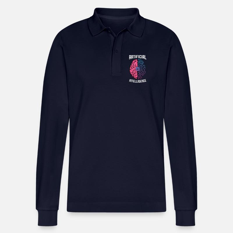 Artificial Intelligence Brain Tech Design - Stanley/Stella Organic Unisex Long-Sleeved Polo Shirt Prepster - navy