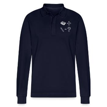 Kassette Bleistift oldschool 80er 90er - Stanley/Stella Unisex Bio-Langarm-Poloshirt Prepster - Navy - Vorne - Anna (173cm)