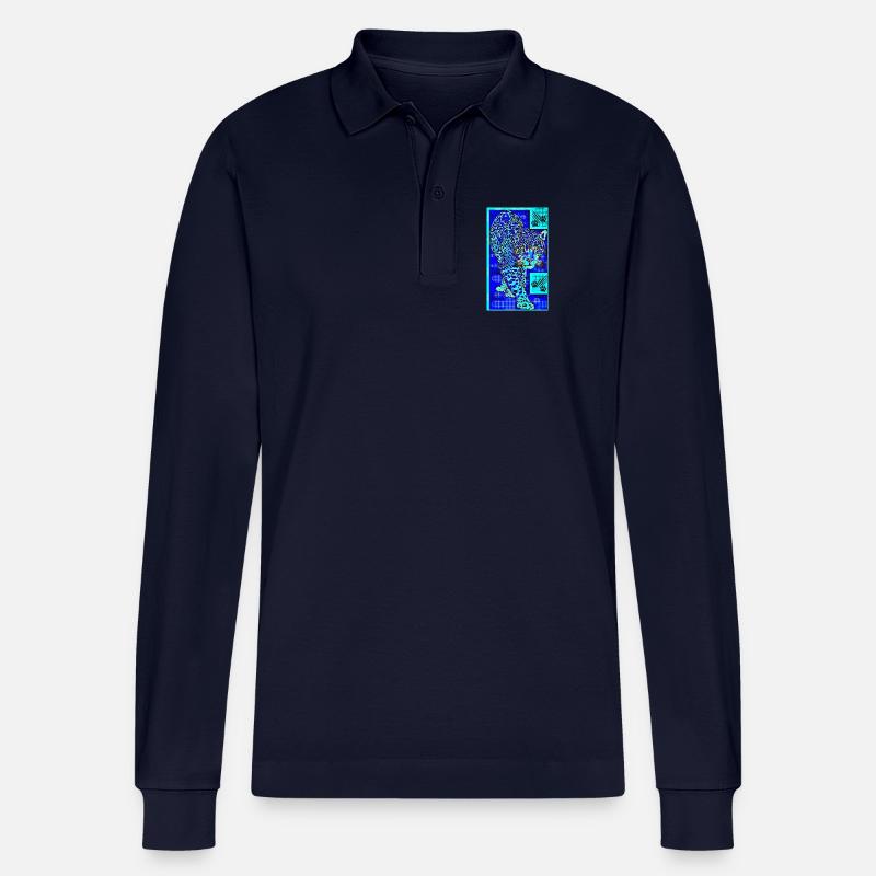 Der blaue Leopard - Stanley/Stella Unisex Bio-Langarm-Poloshirt Prepster - Navy
