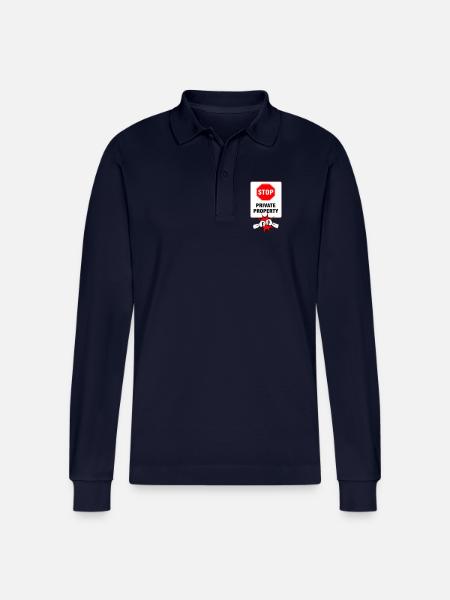 Private Property Signage - Stanley/Stella Organic Unisex Long-Sleeved Polo Shirt Prepster - navy