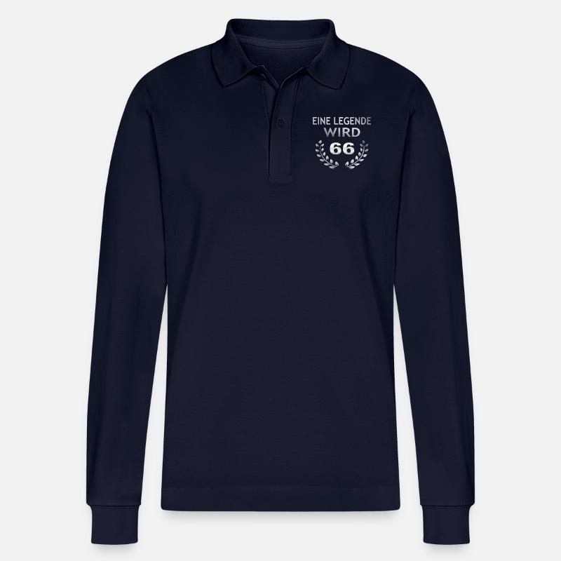 Eine Legende wird 66 - Stanley/Stella Unisex Bio-Langarm-Poloshirt Prepster - Navy