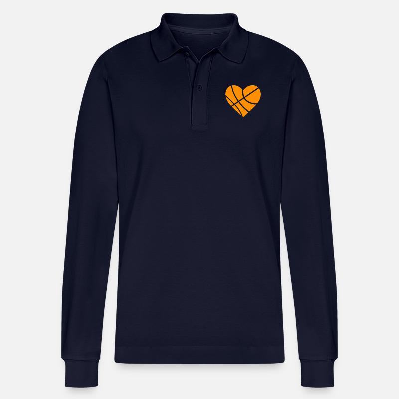 Basketball Herz Geschenk Geschenkidee - Stanley/Stella Unisex Bio-Langarm-Poloshirt Prepster - Navy