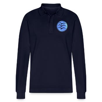 Segelflieger Segelflugzeug Symbol Geschenk gleiten - Stanley/Stella Unisex Bio-Langarm-Poloshirt Prepster - Navy - Vorne - Anna (173cm)