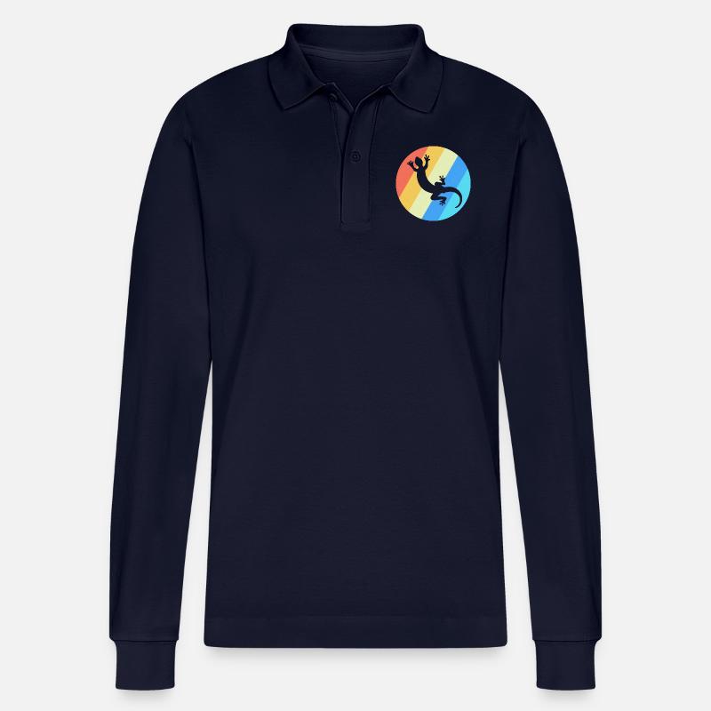 Eidechse Lizard Echse Geschenk - Stanley/Stella Unisex Bio-Langarm-Poloshirt Prepster - Navy
