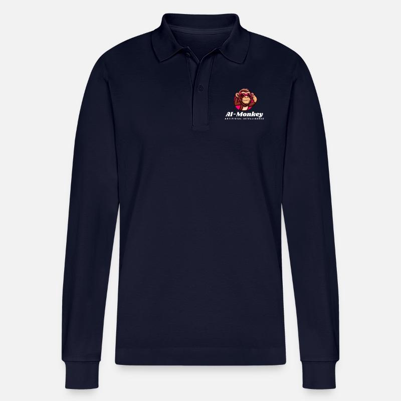 AI-Monkey Künstliche Intelligenz - Stanley/Stella Unisex Bio-Langarm-Poloshirt Prepster - Navy