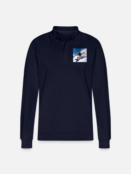 Faultier Wanderer Snowboarder - Stanley/Stella Unisex Bio-Langarm-Poloshirt Prepster - Navy
