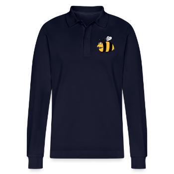 Fun thick bee - Stanley/Stella Organic Unisex Long-Sleeved Polo Shirt Prepster - navy - Front - Anna (173cm)