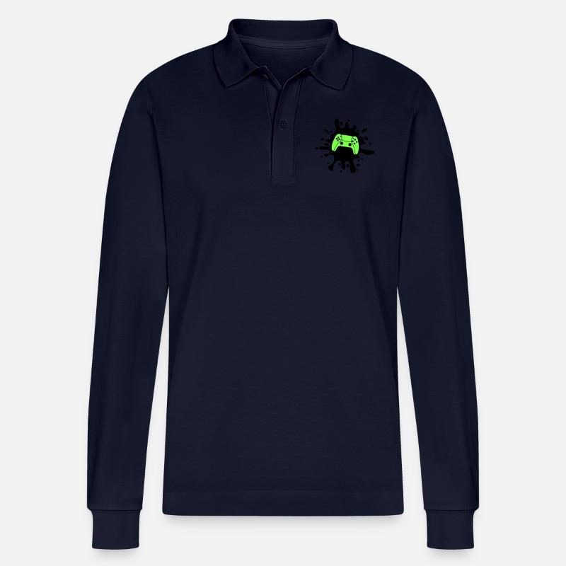 gamer gamepad klecks - Stanley/Stella Unisex Bio-Langarm-Poloshirt Prepster - Navy