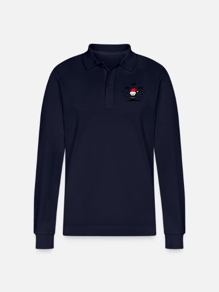 Owl Christmas Santa - Stanley/Stella Organic Unisex Long-Sleeved Polo Shirt Prepster - navy