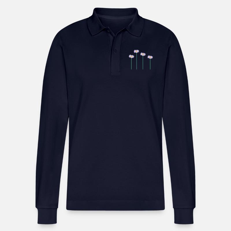 blumen - Stanley/Stella Unisex Bio-Langarm-Poloshirt Prepster - Navy