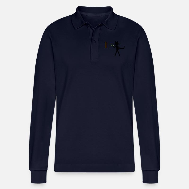 Katze Kittycat dartet - Stanley/Stella Unisex Bio-Langarm-Poloshirt Prepster - Navy