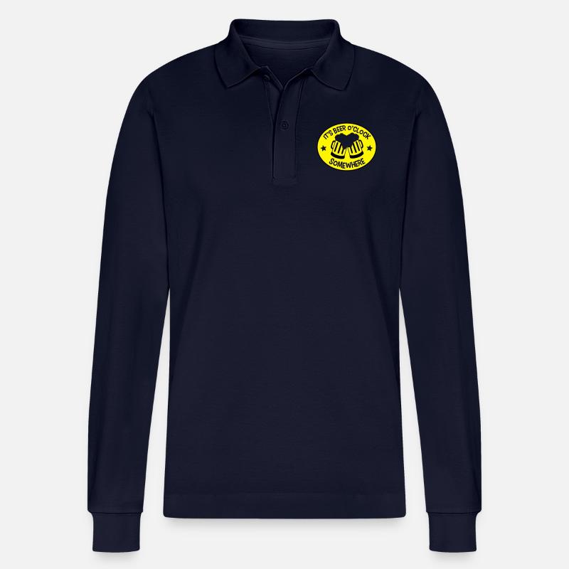 It's Beer o'Clock Somewhere - Stanley/Stella Unisex Bio-Langarm-Poloshirt Prepster - Navy