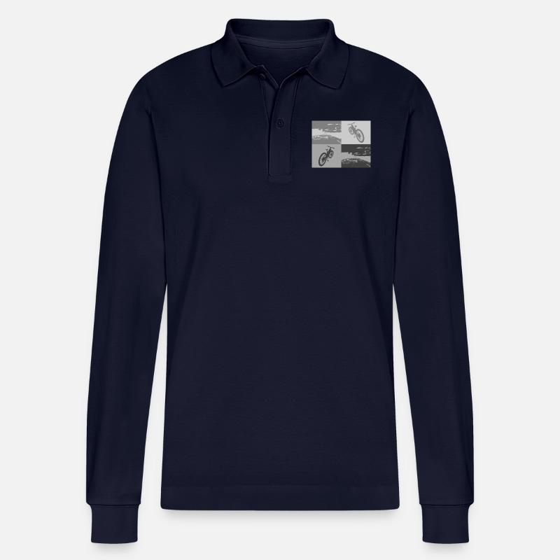 MTB Pop Art grey - Stanley/Stella Unisex Bio-Langarm-Poloshirt Prepster - Navy