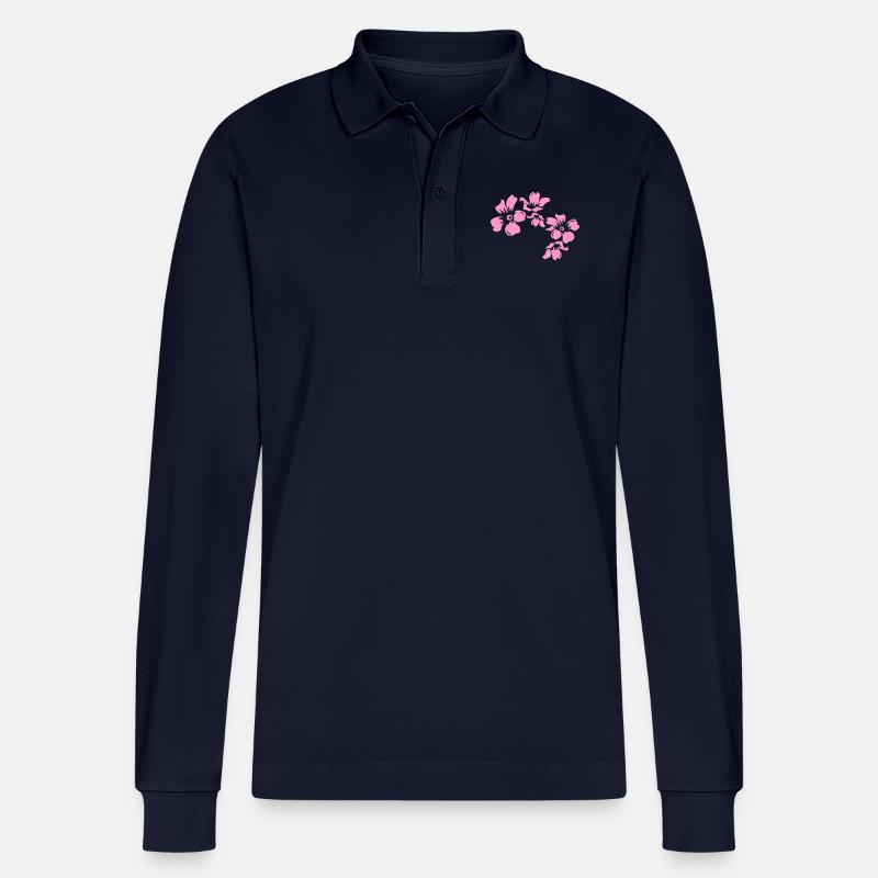 flowers - Stanley/Stella Unisex Bio-Langarm-Poloshirt Prepster - Navy